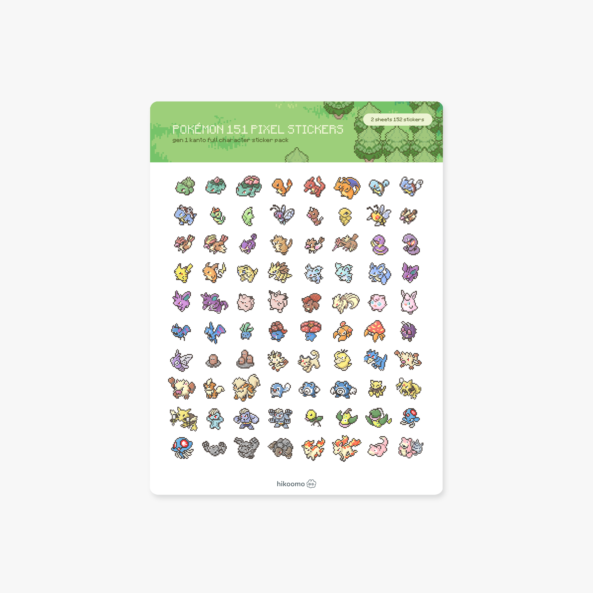 Pokémon 151 gen 1 pixel sticker sheets