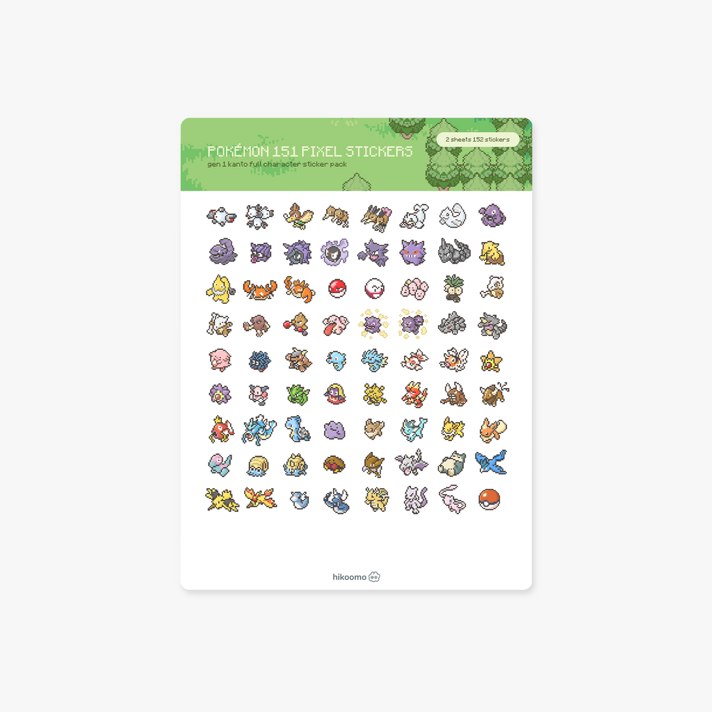 Pokémon 151 gen 1 pixel sticker sheets